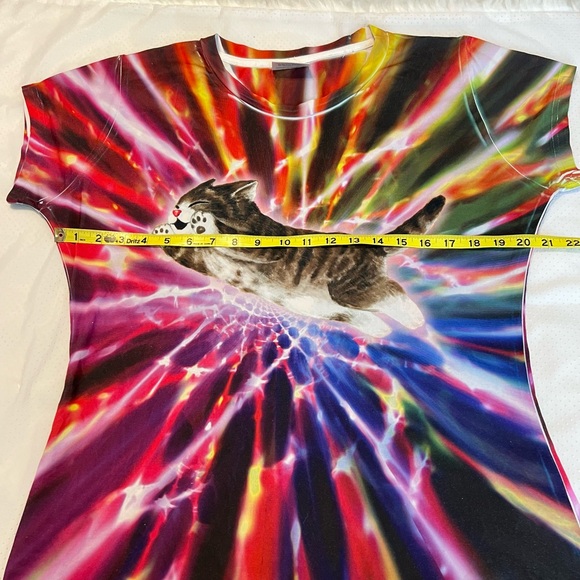 Animal rescue Flying Cat Kitty Portal Galaxy Colorful T Shirt Women’s Size XL - Picture 5 of 6